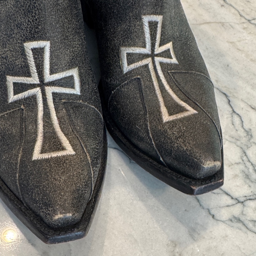 Old Gringo Camelot size 9 black distressed cross design boots - Picture 7 of 7